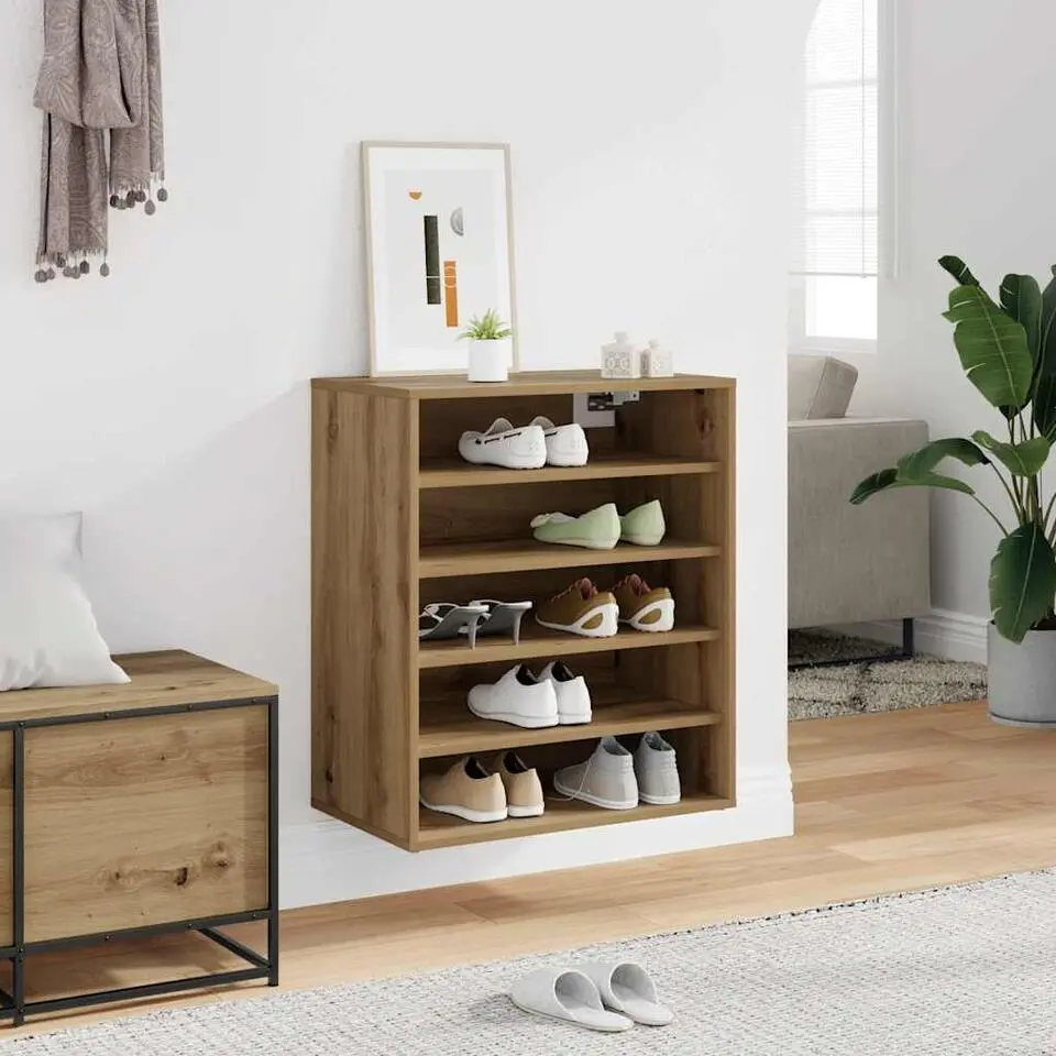 vidaXL - 5-laags Schoenenkast 10 paar - Artisana eiken - 60x35x70 cm