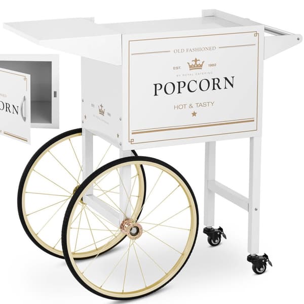Trillefot for popcornmaskin med retro skap 51 x 37 cm - hvit og gull