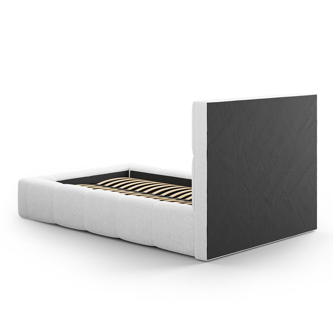 Maison Héritage Lit avec coffre de rangement Isa gris clair froid - 230x185x125 cm