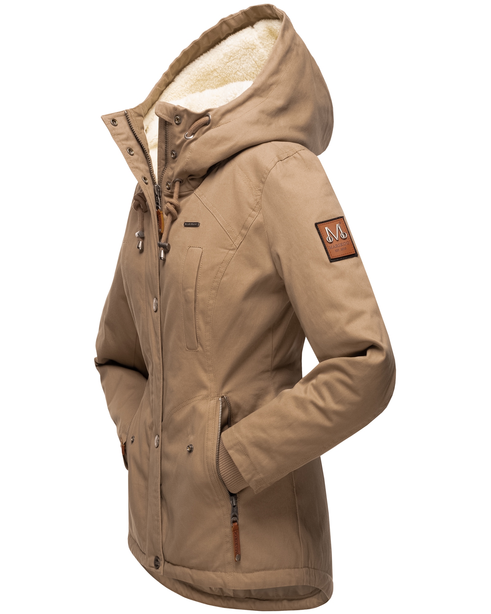 MARIKOO Damen Winterjacke Outdoor Baumwolljacke mit Kapuze Bikoo