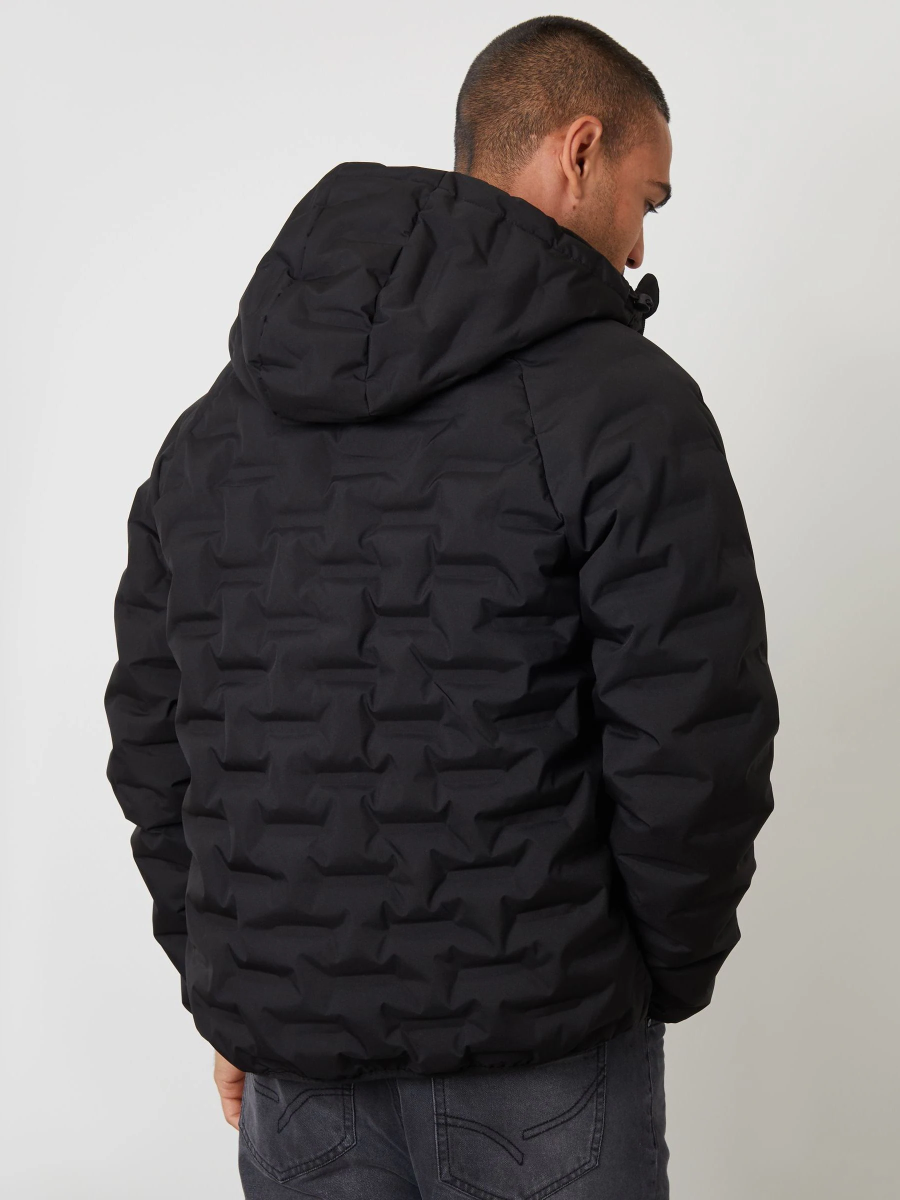 Zwart - Threadbare doorgestikt jack met capuchon