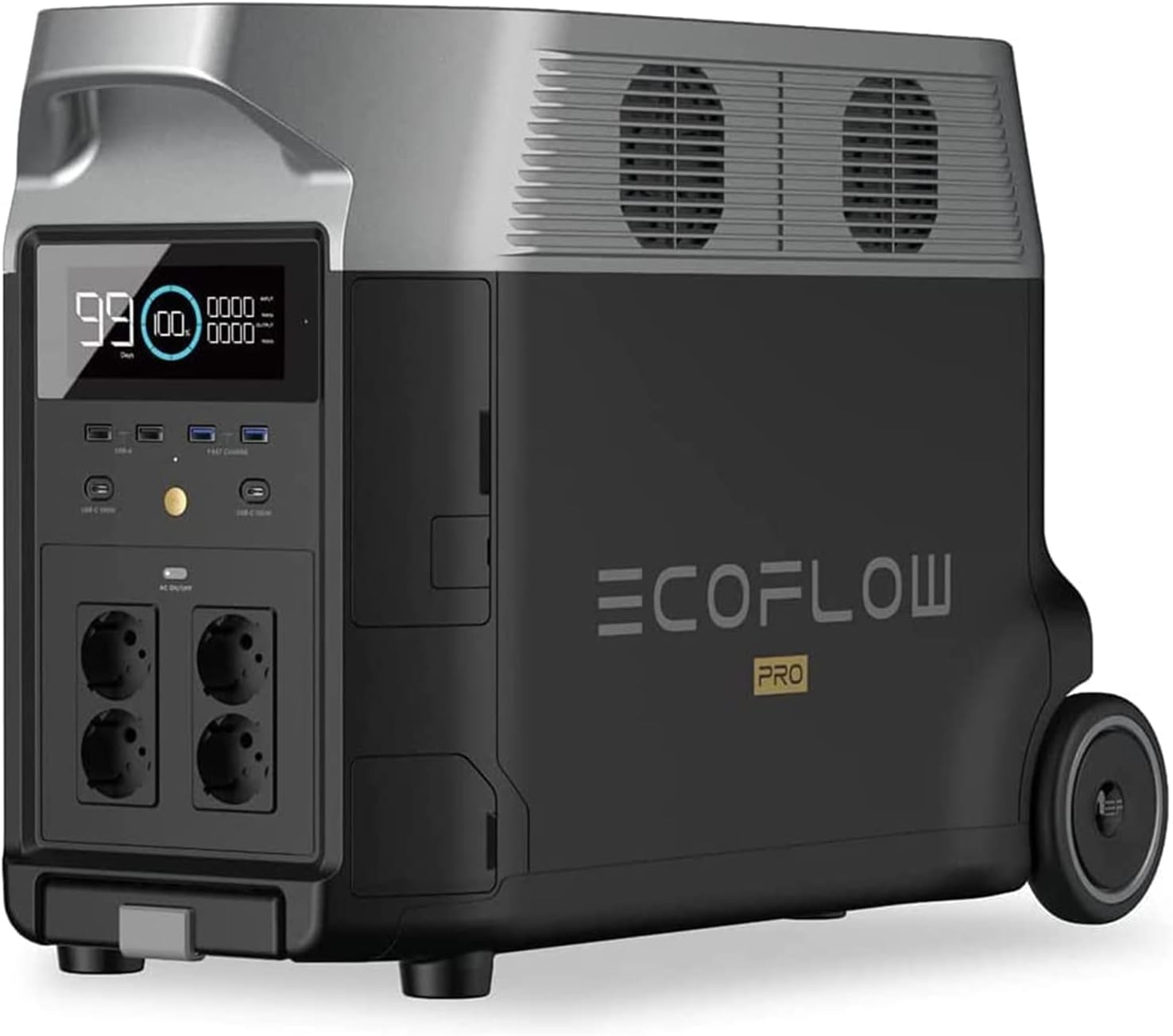 EF ECOFLOW DELTA Pro tragbare Powerstation 3600Wh, Solar Generator LiFePO4-Batterie mit 3600W AC Ausgängen, erweiterbare Stromversorgung bis zu 25kWh, Stromspeicher für Zuhause, Stromausfall, Reise