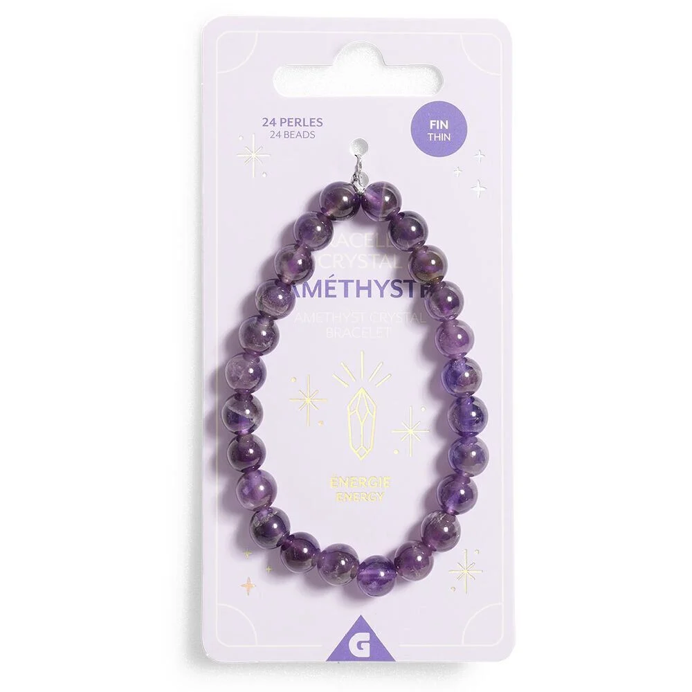Bracelet crystal large 26 perles améthyste noir - Énergie