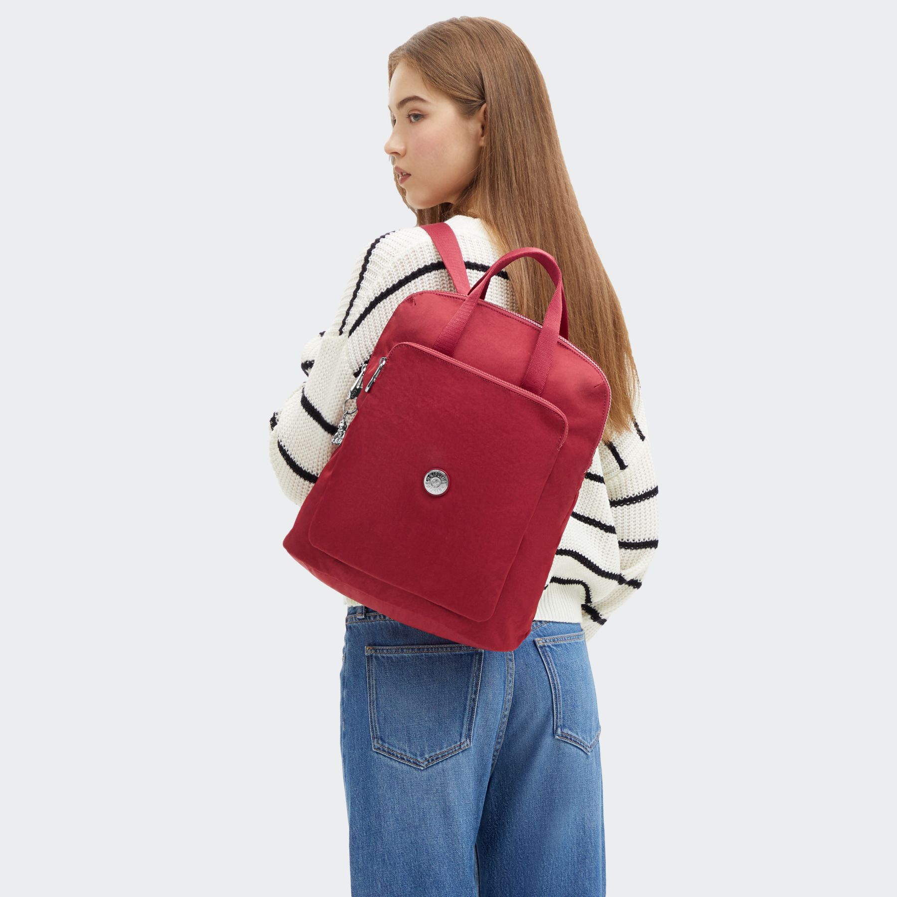 KAZUKI Sac à dos de taille moyenne avec poche pour ordinateur portable - Red Red Wine