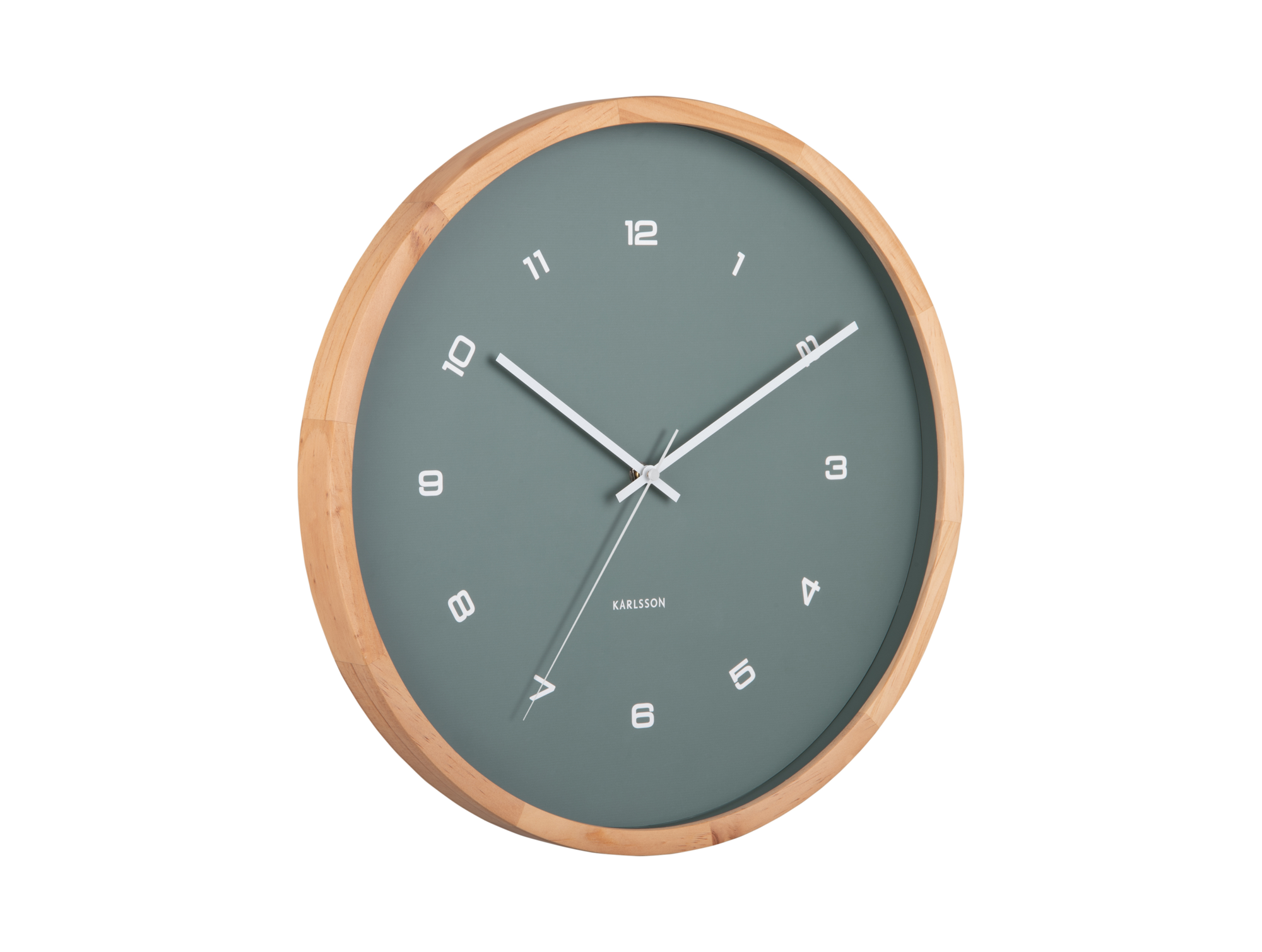 Wall clock Modesta light wood jungle green
