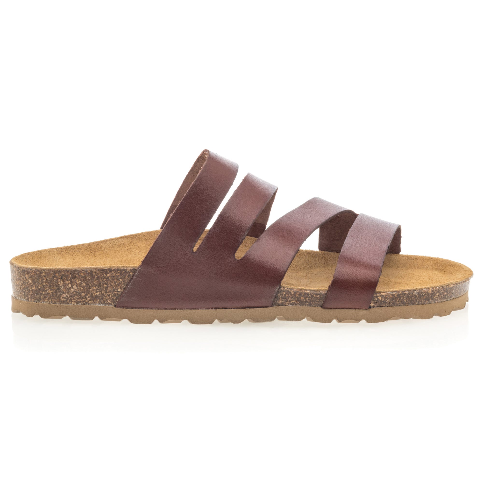 Mules semelle liège Femme en cuir cognac