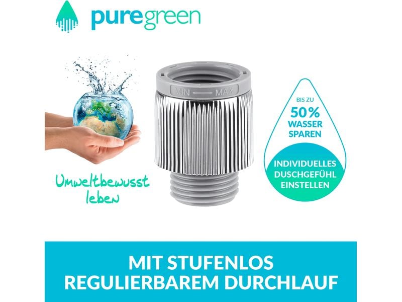 puregreen Wassersparregler Dusche, Chrom, Regulierbar Wassersparer für die Dusche aus «Die Höhle der Löwen»