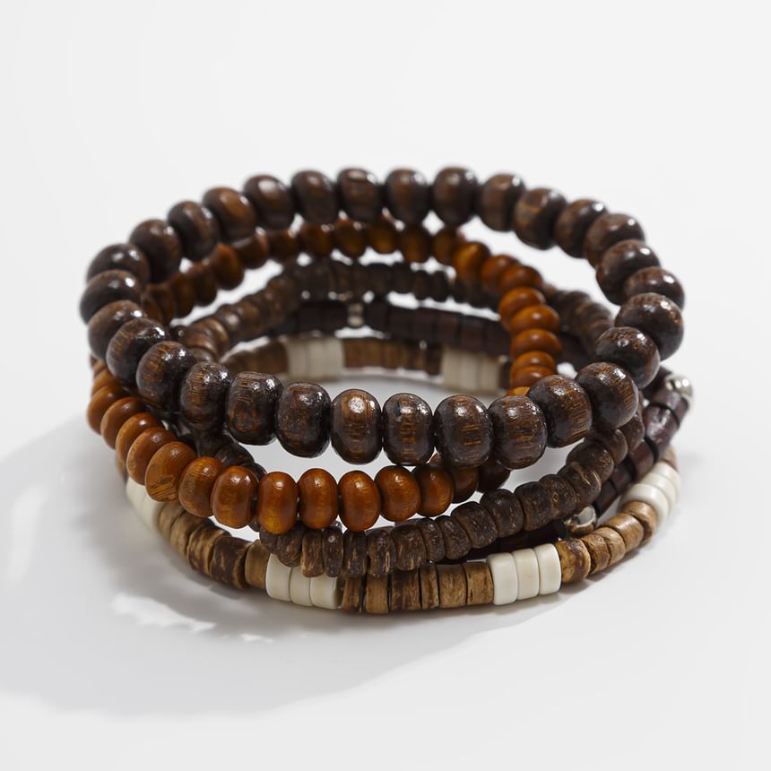 Gretlyn - Gelaagde houten kralenarmband