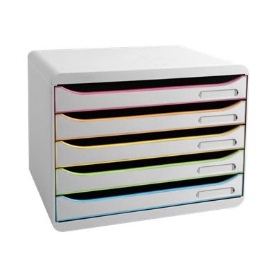 Exacompta BigBox Plus Horizon - Module de classement 5 tiroirs - black office - blanc/arlequin
