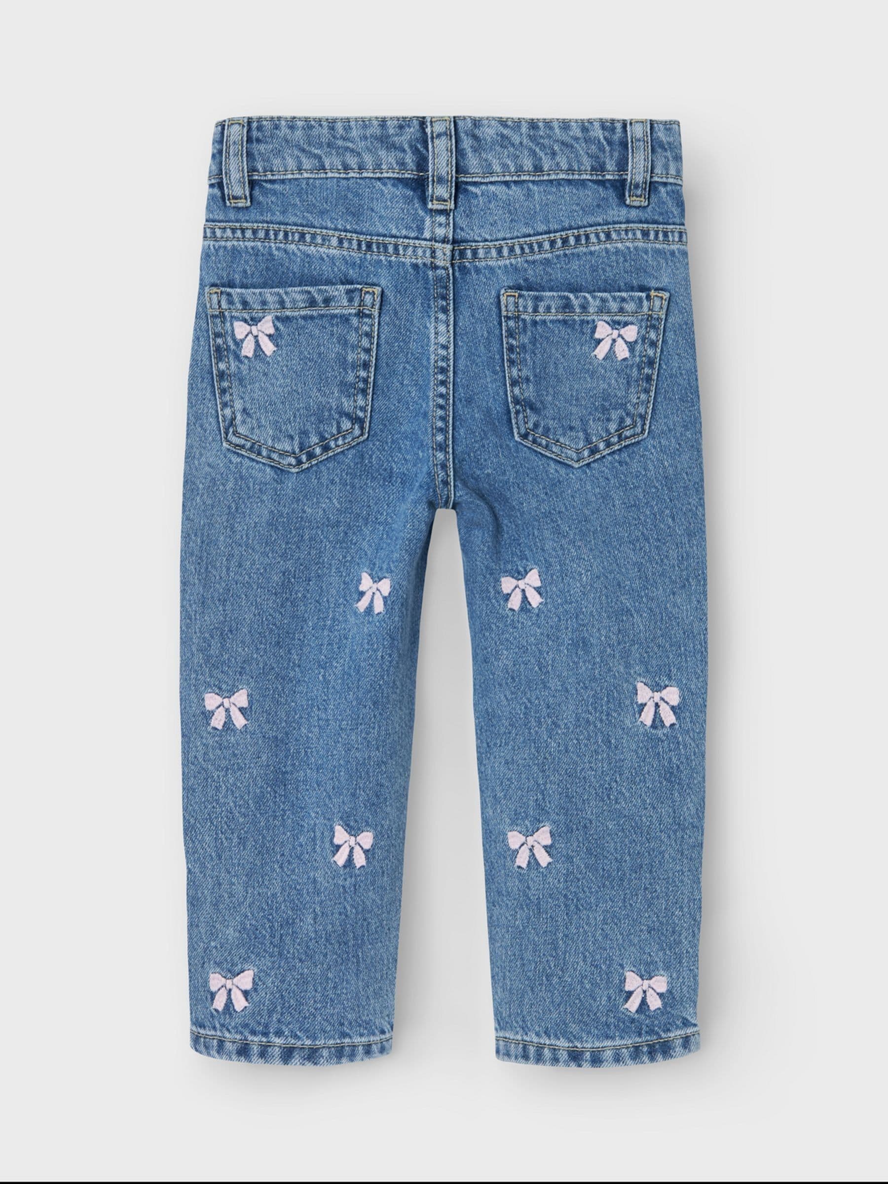 Name It Bow Embroidery Mom Jeans