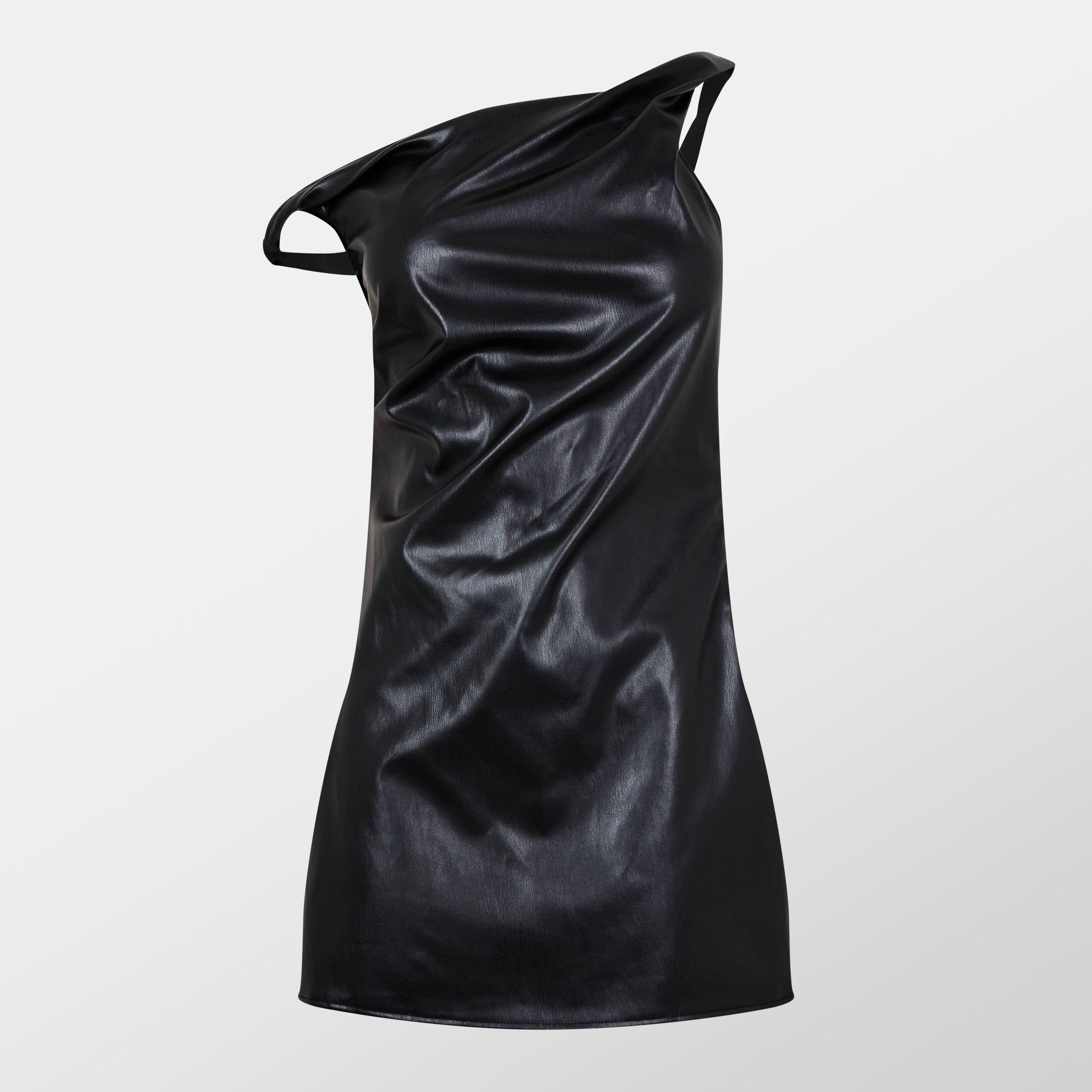 Missy Empire ME Faux Leather Twisted One Shoulder Mini Dress