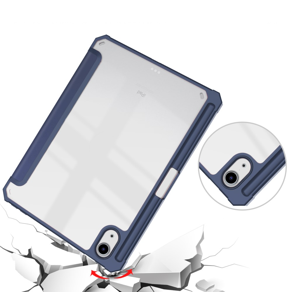 iPad Mini 7 (2024) / Mini 6 (2021) Smart Cover Hybrid Hülle   Apple Pencil Halterung - Dunkelblau / Transparent