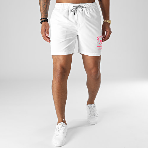 Short De Bain Art Series Blanc Rose Fluo