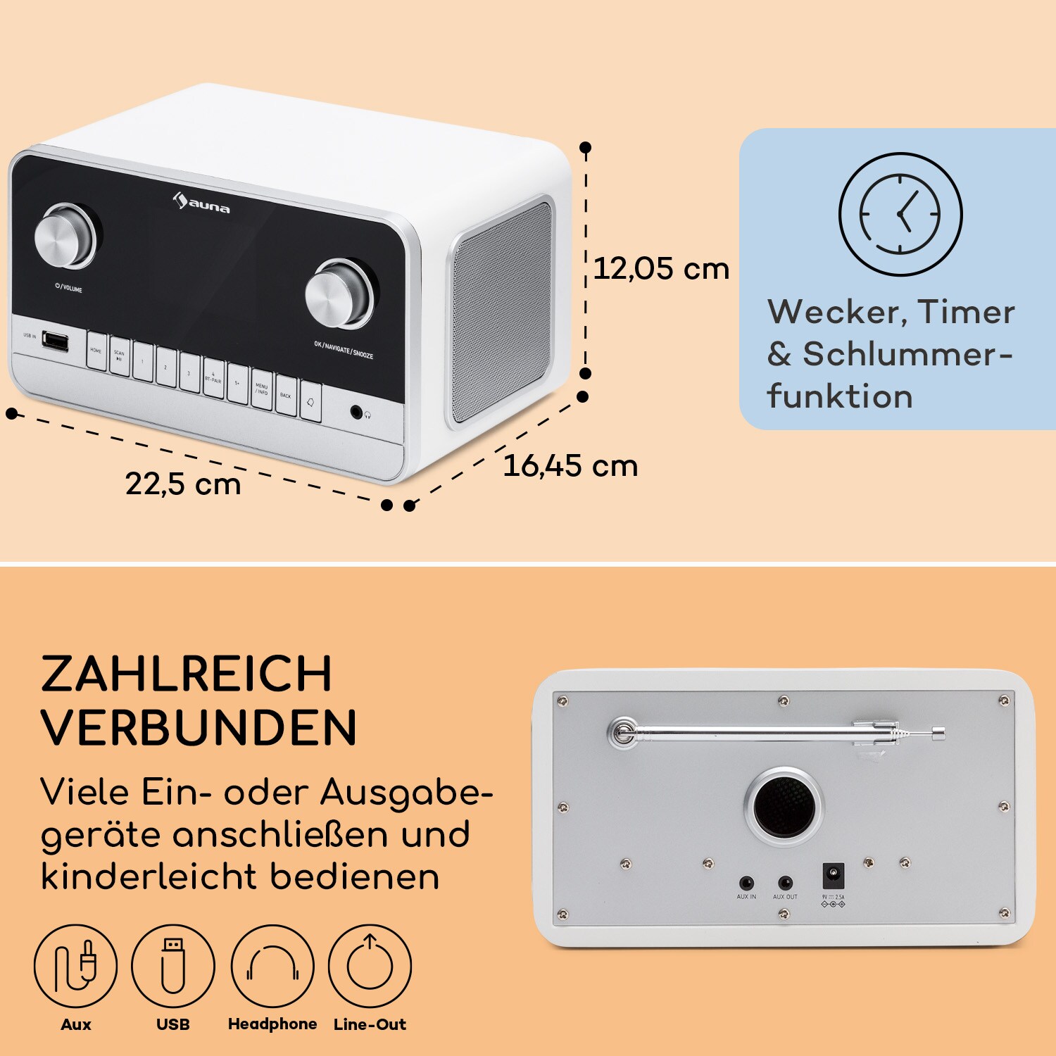 Connect 100 MKII Internetradio Mediaplayer Bluetooth DAB/DAB+ App-Control Weiß