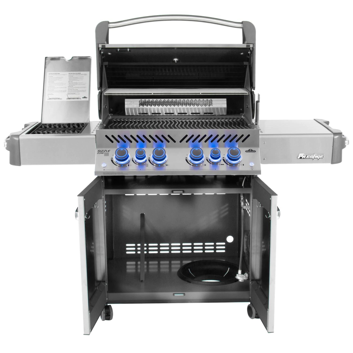 Churrasqueira a gás propano Napoleon Prestige 500 com queimador traseiro infravermelho, queimador lateral infravermelho e kit para rotisserie - P500RSIBPSS-3