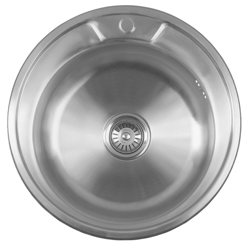 Aqualine ronde spoelbak 52cm met kraangat RVS