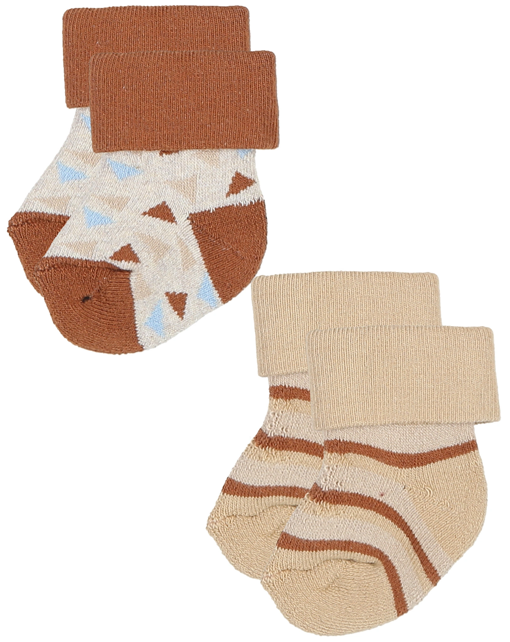 Erstlingssöckchen HELIKOPTER/RINGEL 6er-Pack in camel/nougat