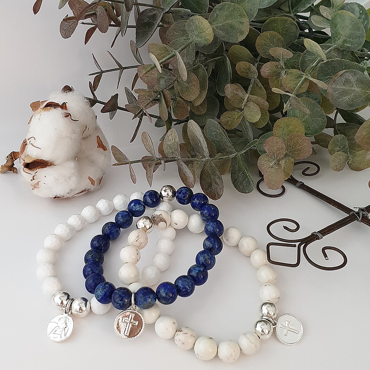 Bracelet pierres howlite marbré Serenity