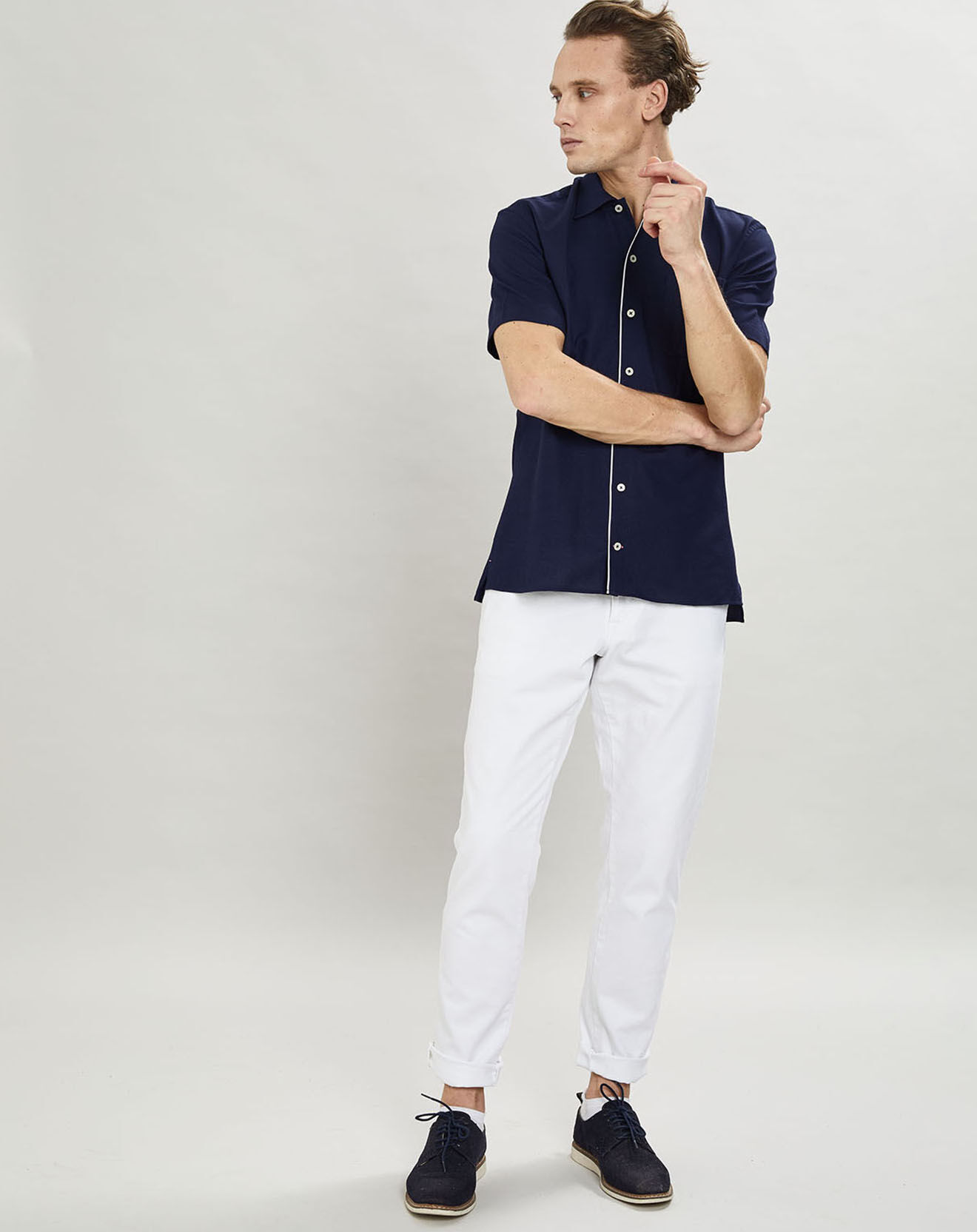 Hackett London Chemise texturée Slim Fit rib gorg bleu marine
