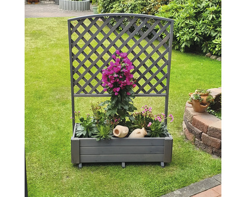Bloembak met trellis Flora promadino hout 91 x 41 x 130 cm grijs