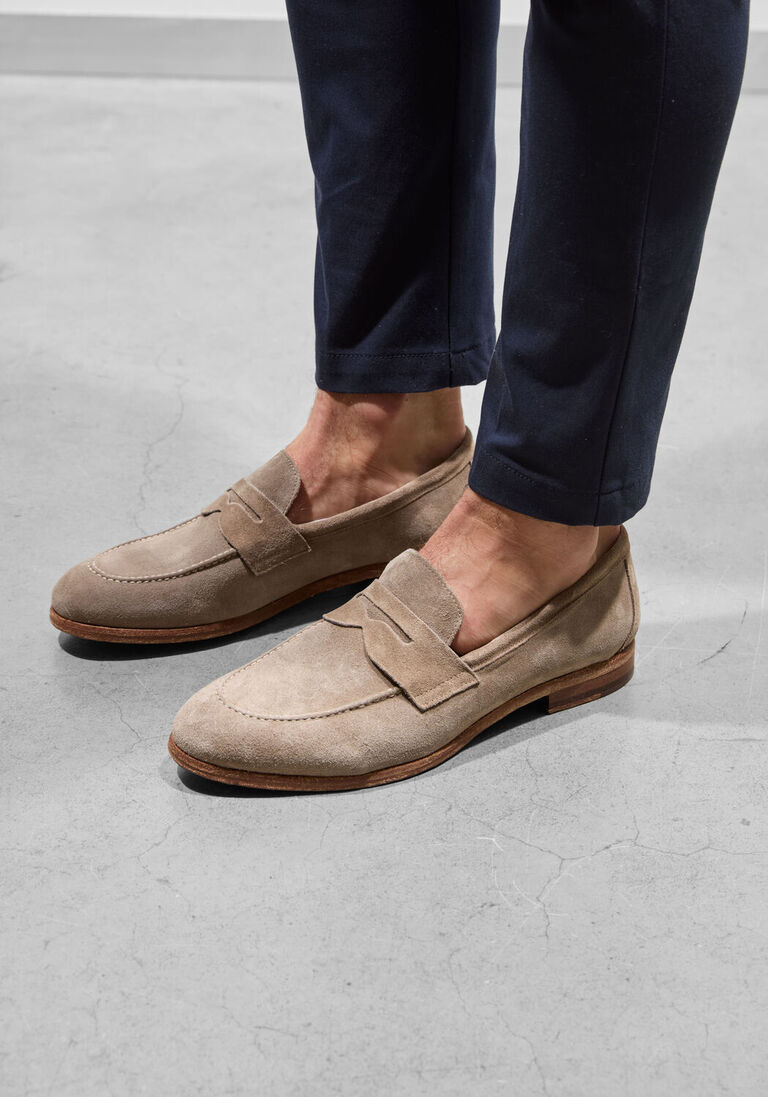 beige posa loafers penny napoli