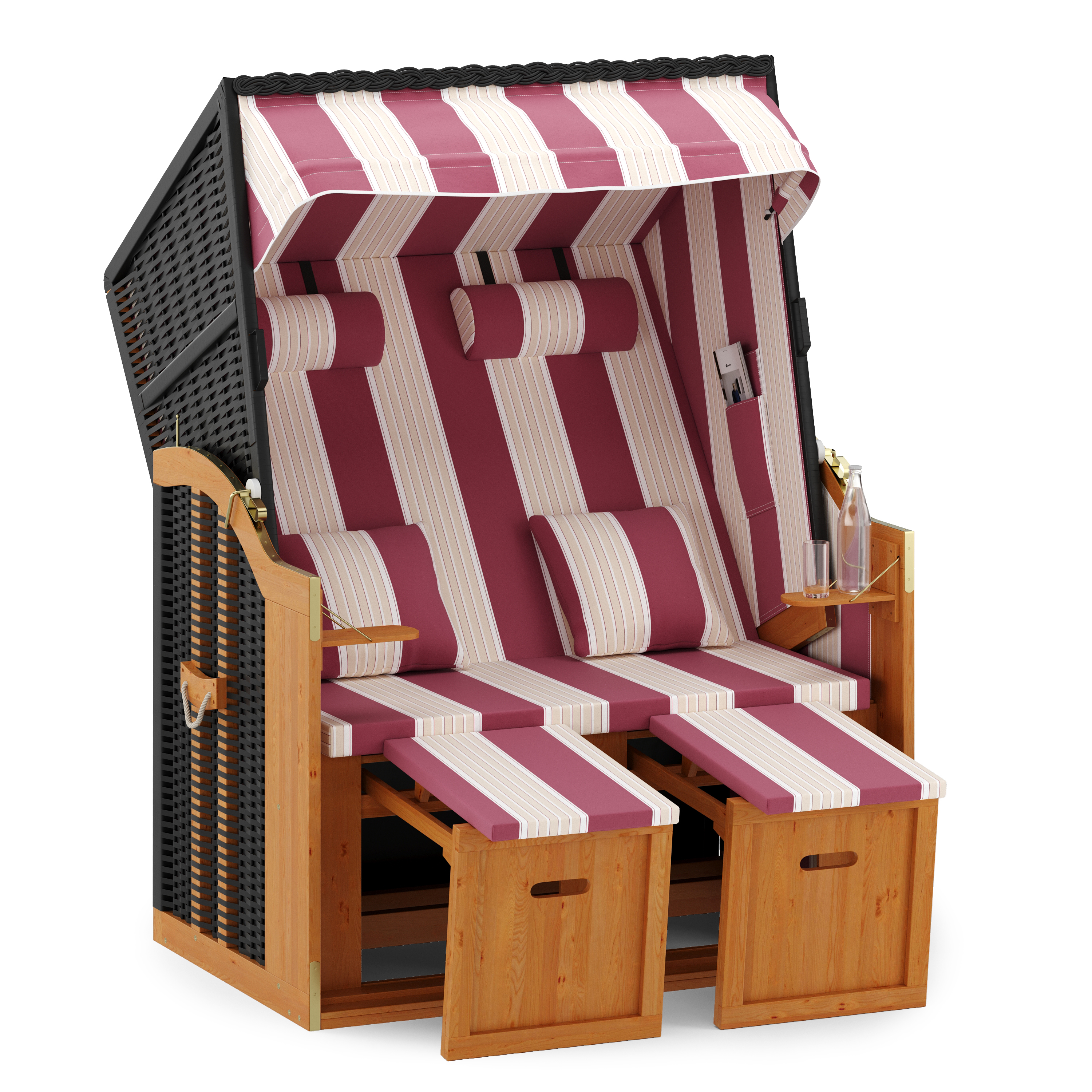 Strandkorb 2-Sitzer rot/weiss