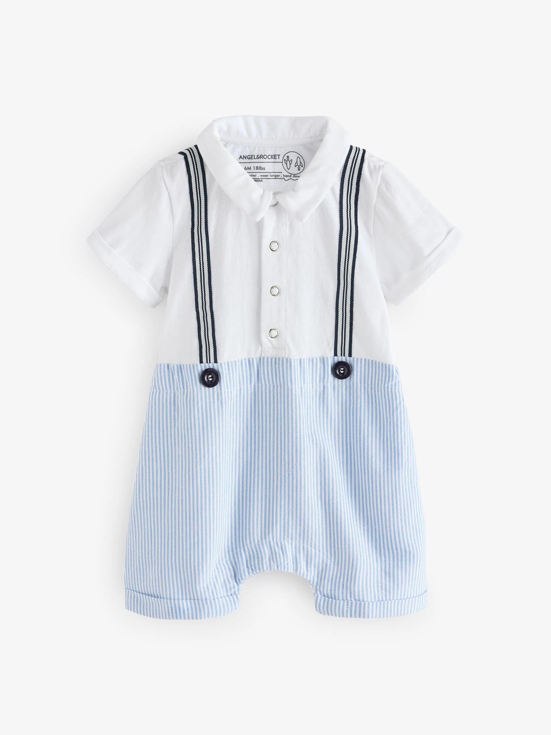 Blauw - Angel & Rocket - Will Mr Smart - 100% katoenen jersey rompertje