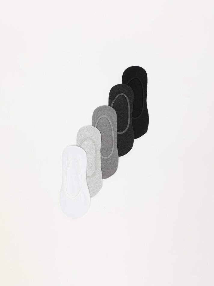 Pacote com 5 pares de meias invisíveis - Cinza