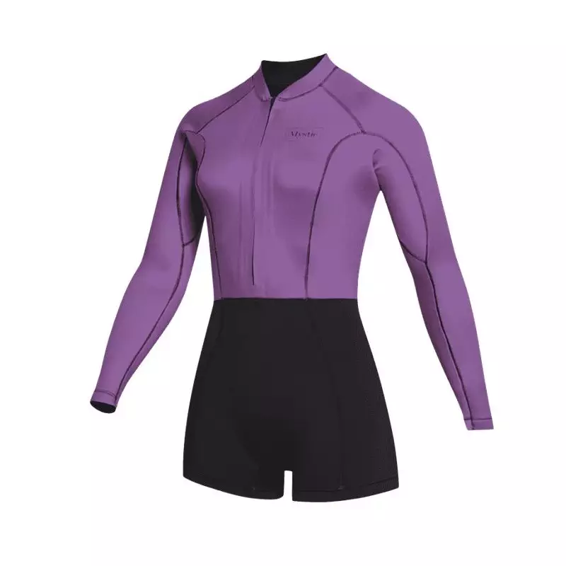 Combinaison shorty femme MYSTIC Lunar Longarm 2/2mm Frontzip Sunset Purple