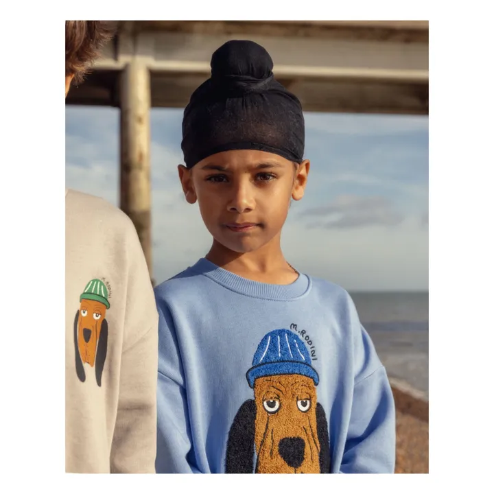 Mini Rodini Sweat Coton Bio Brodé Chien | Bleu ciel