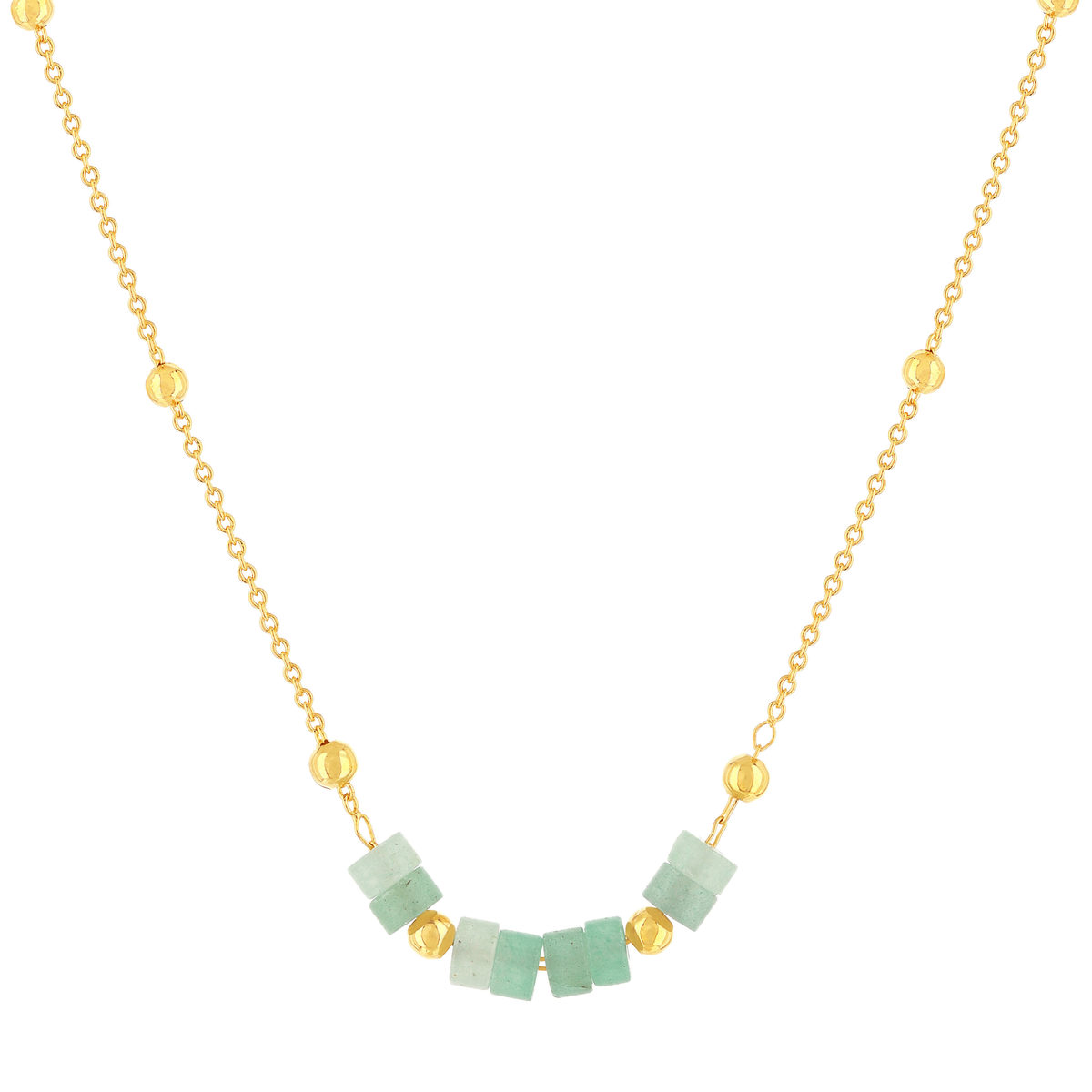 Collier plaqué or jaune quartzites verts 42 à 47 cm