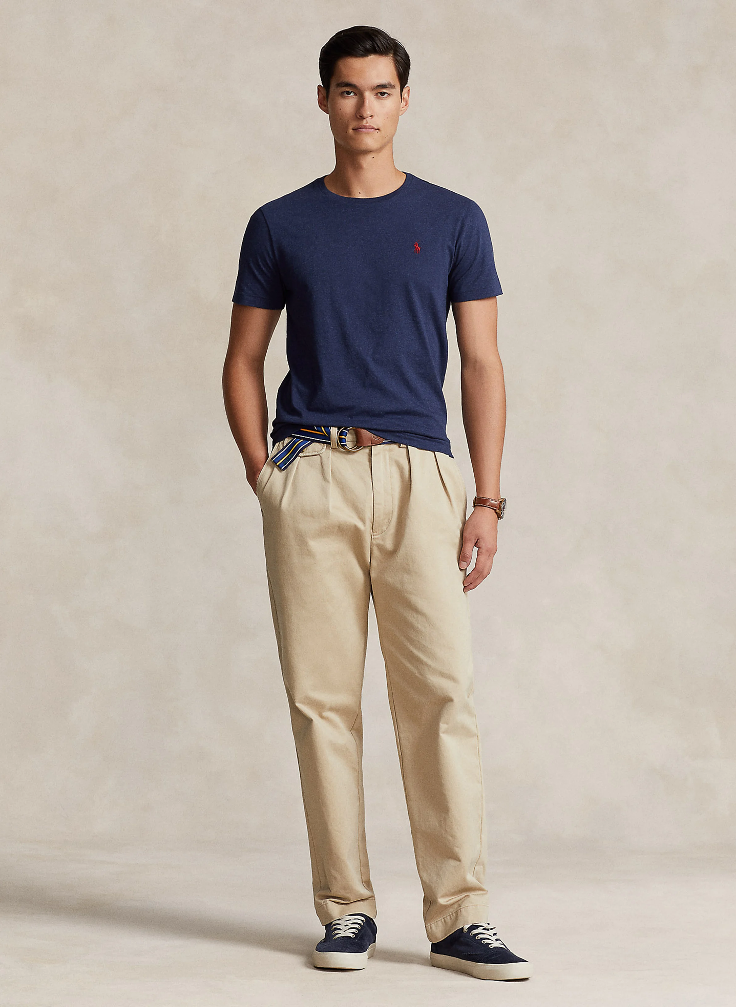 Tee-shirt col rond slim-fit en coton | Bleu