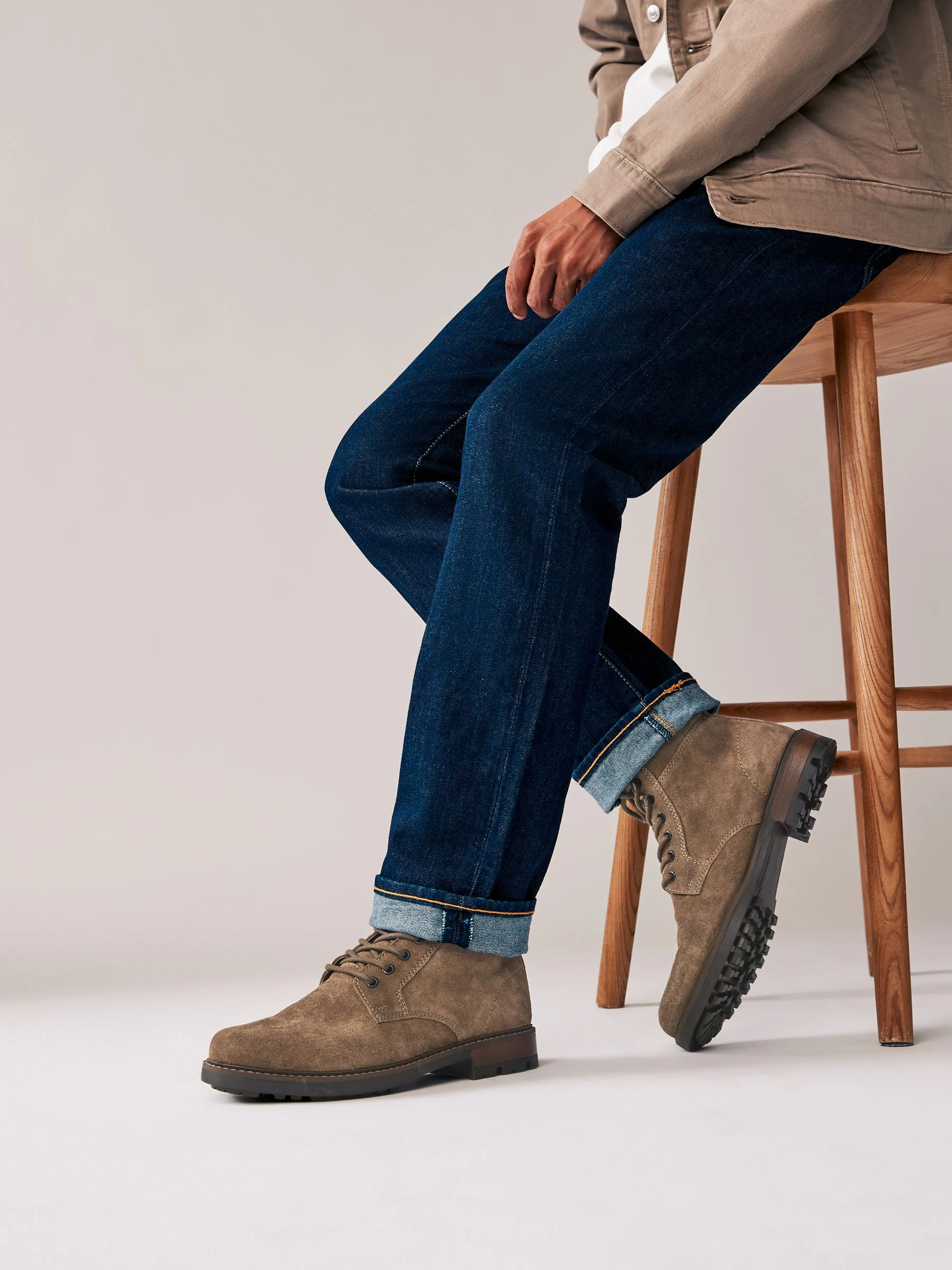 Pastelgeel - Leren hoge schoenen
