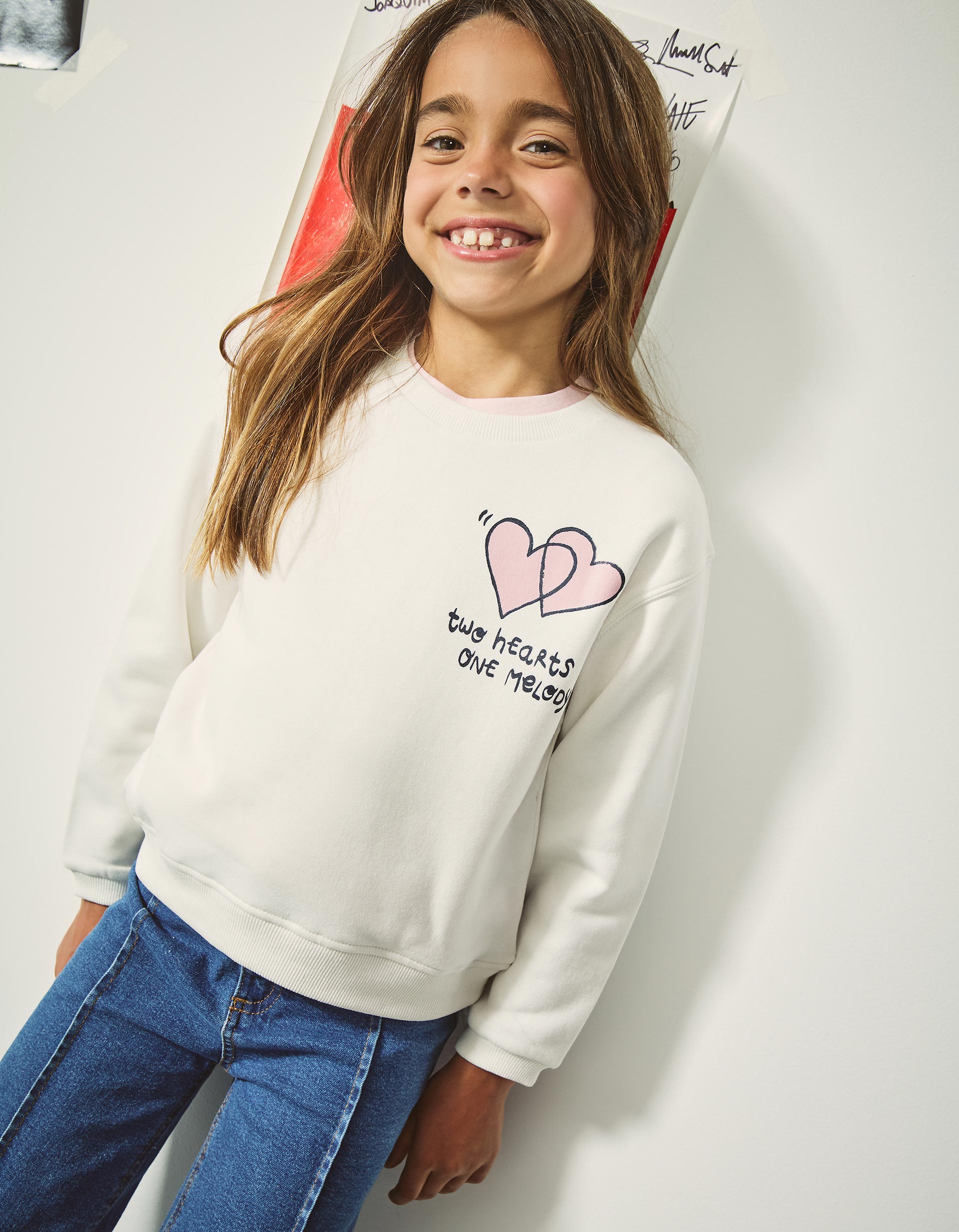 Sweatshirt de Felpa, Menina, Branco