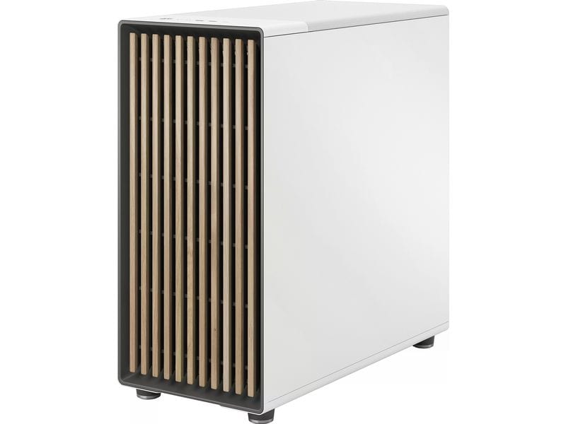Fractal Design PC-Gehäuse North XL TG Clear Weiss Elegantes Gehäuse mit Seitenfenster und offener Front aus echtem Eichenholz