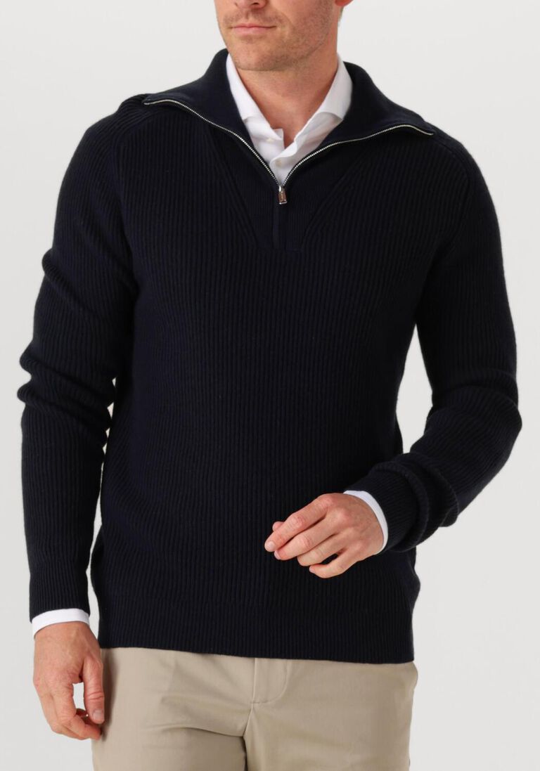 donkerblauwe profuomo trui pullover half zip