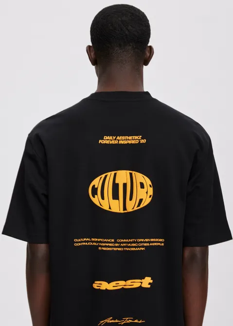 T-shirt met print aest zwart (ZWART)