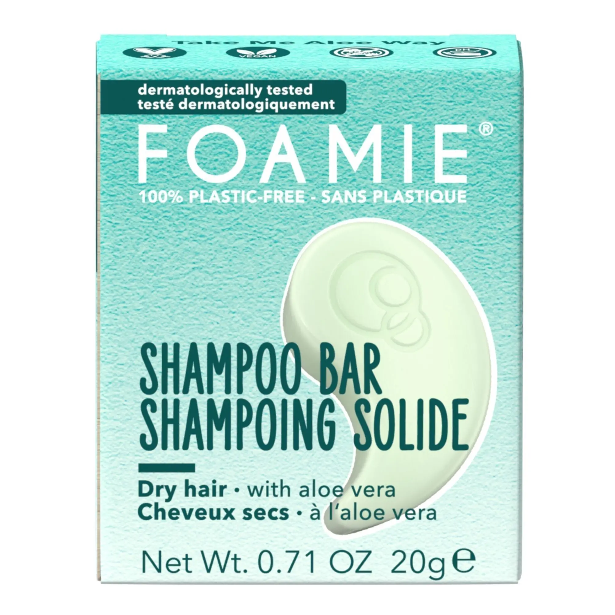 Foamie - Étoile Shampoing Solide Aloe Vera Shampoing Solide Cheveux Secs- Cheveux secs à très secs