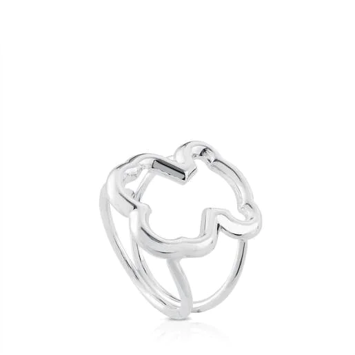 Anillo de plata motivo silueta oso New Carrusel