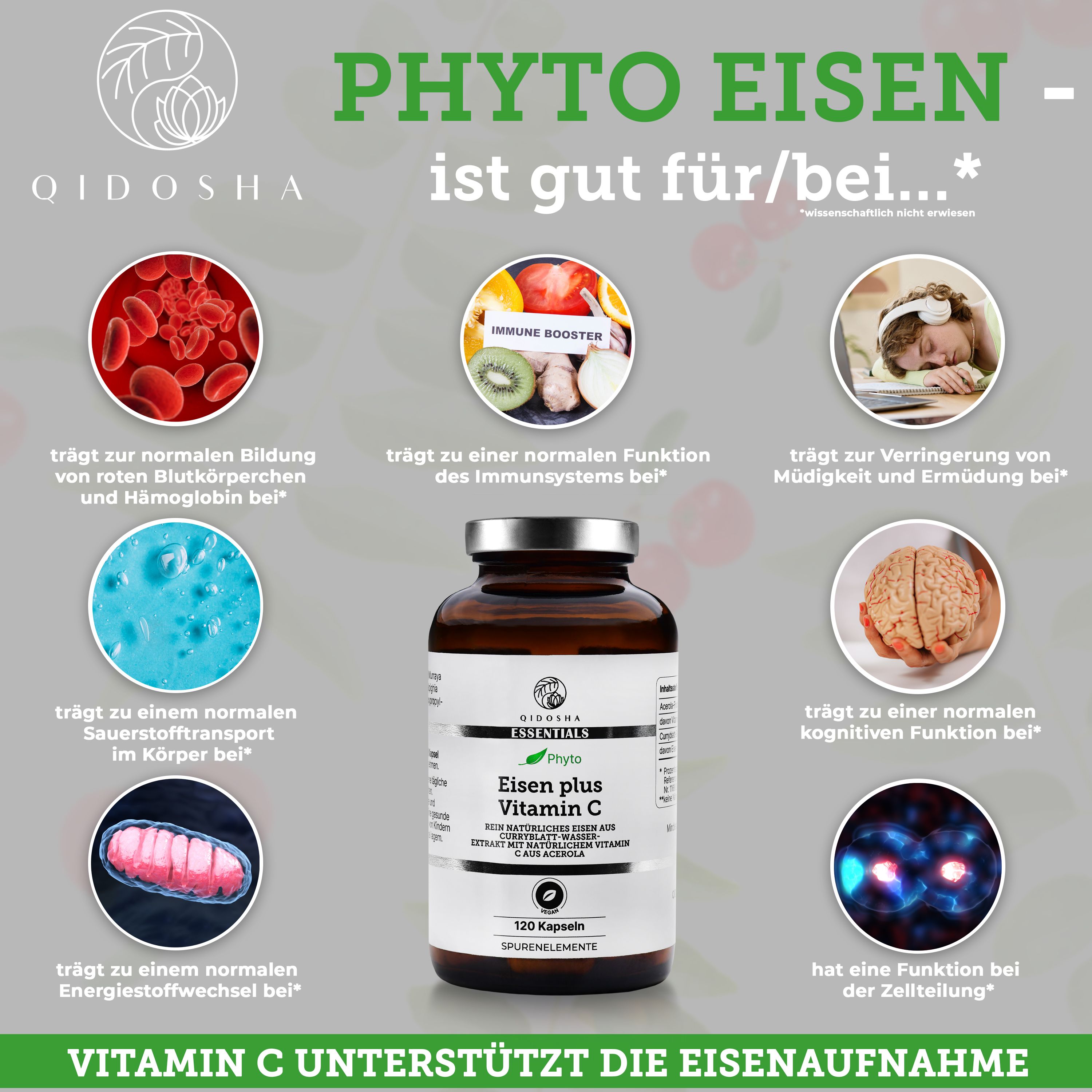 QIDOSHA Eisen (pflanzlich) aus Curryblatt-Extrakt