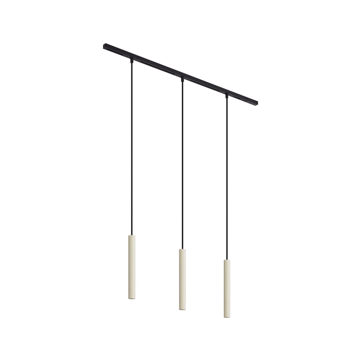 Modern railsysteem met 3 hanglampen beige met zwart 1-fase - Slimline Keno