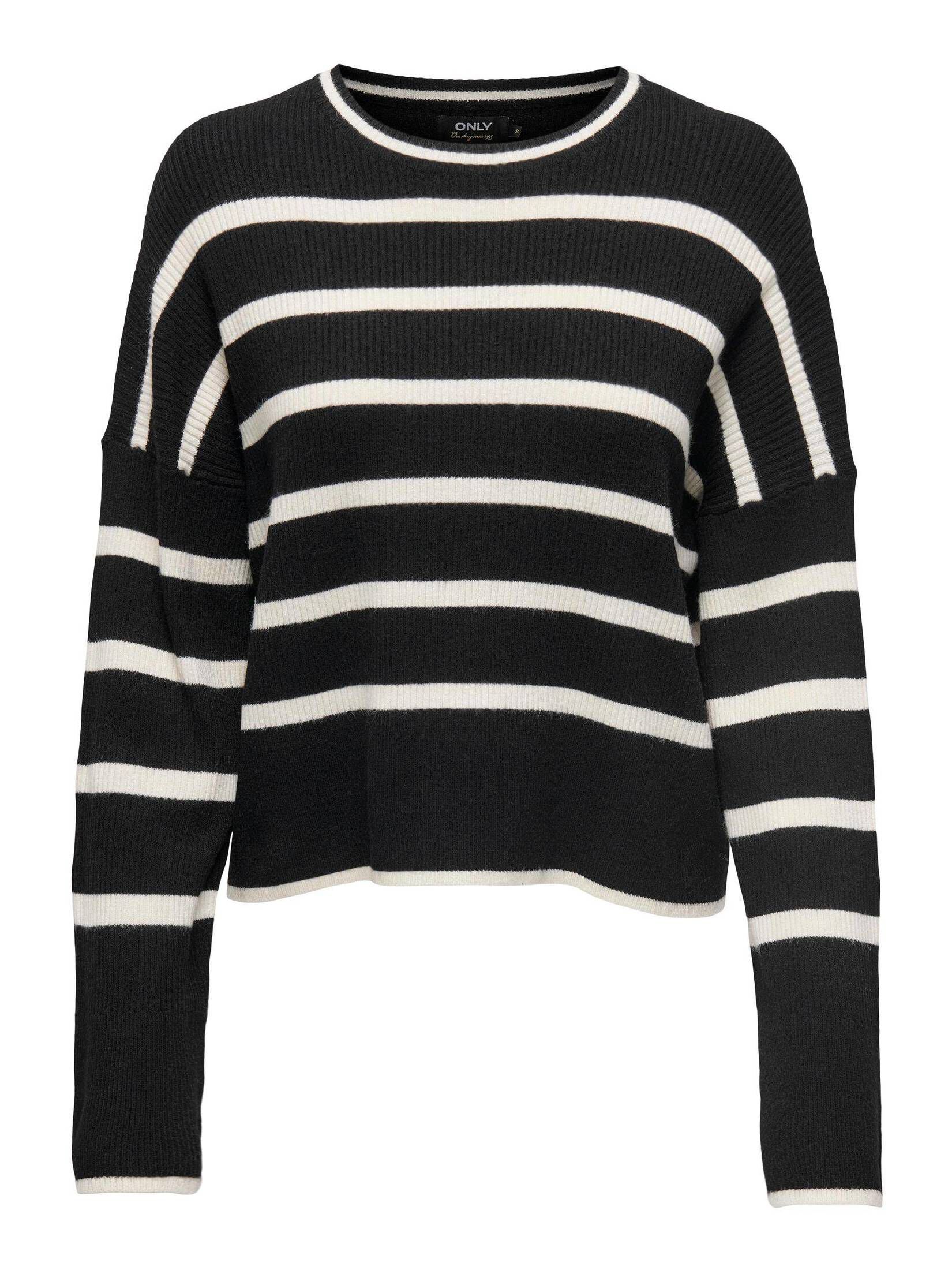 Only| Damen Pullover ONLIBI LS STRIPE O-NECK KNT