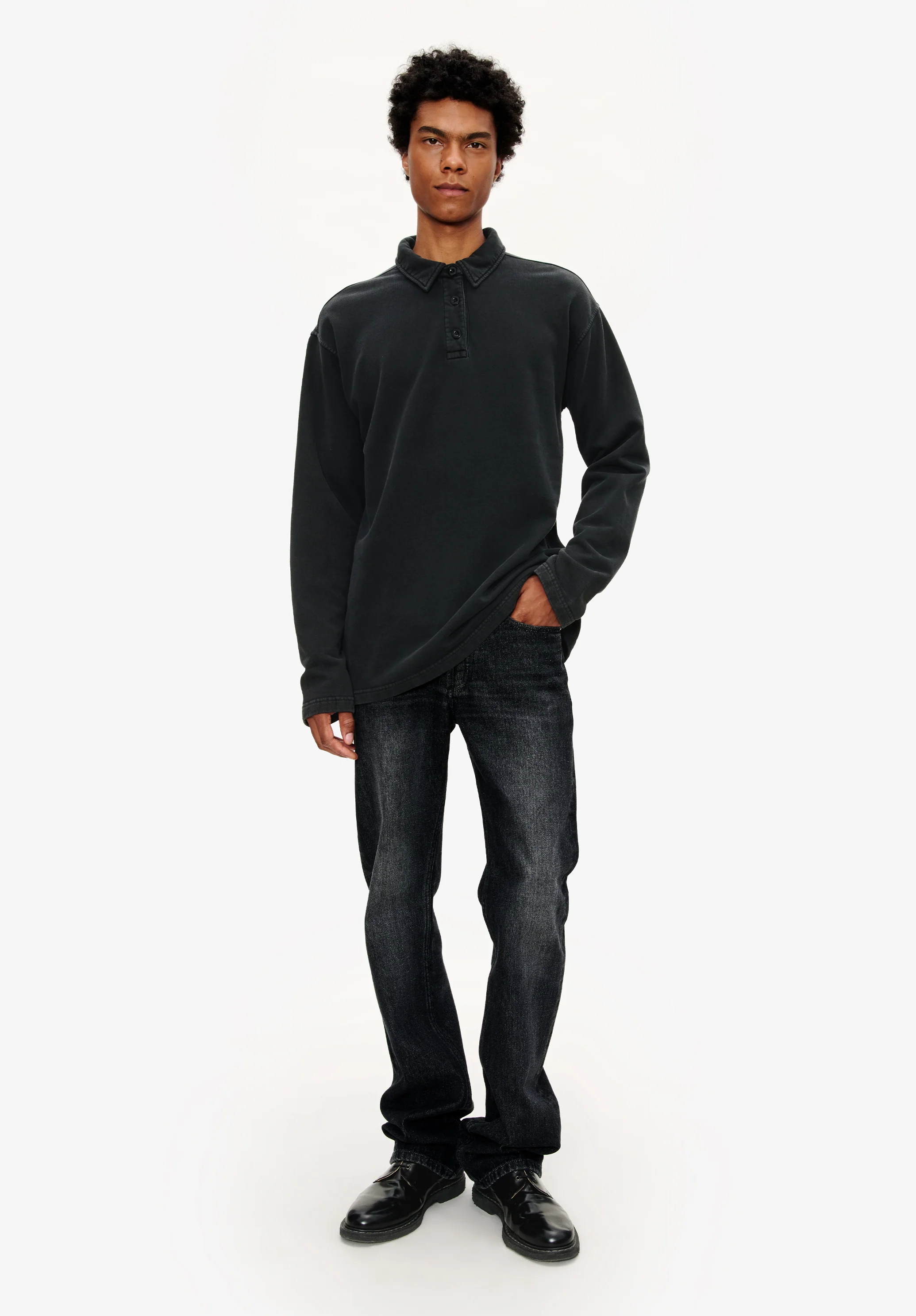 polo manches longues - Noir