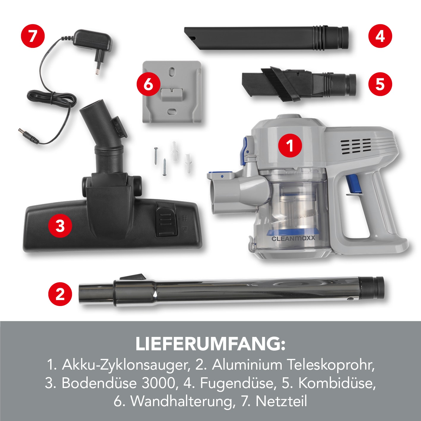 CLEANmaxx Akku-Zyklon-Staubsauger 22,2V