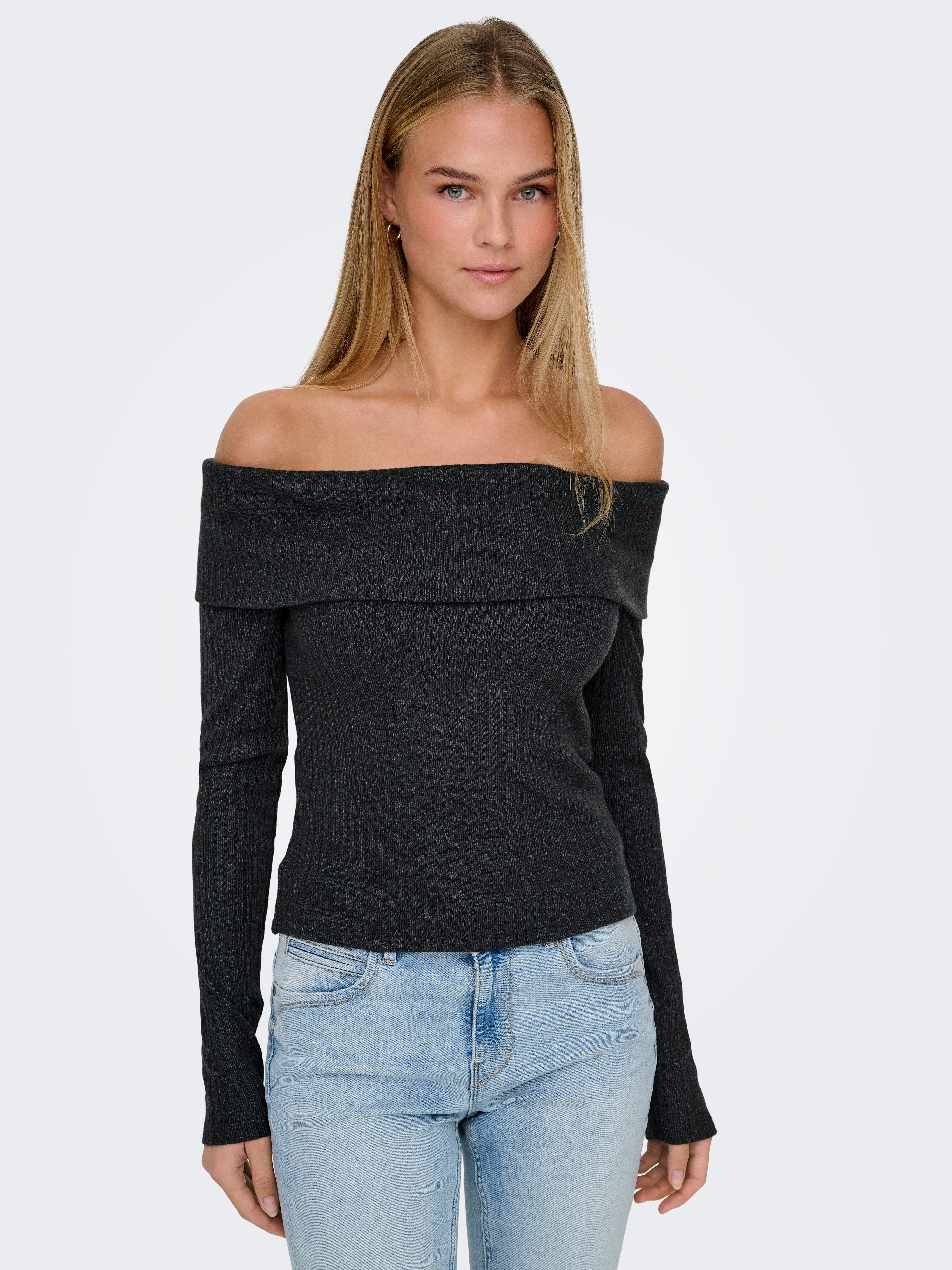 ONLPIPER Top Dark Grey Melange