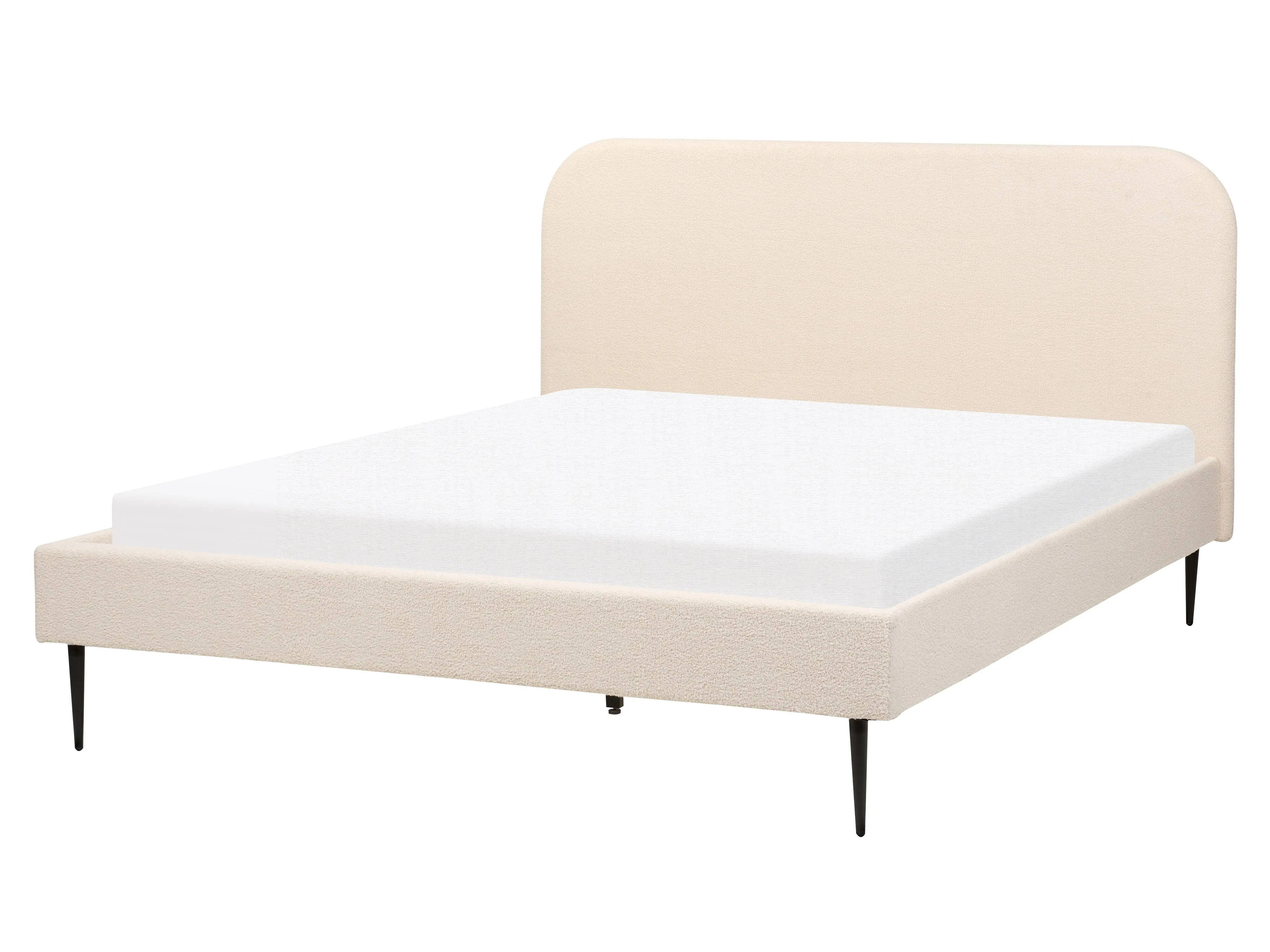 Bed Bouclé FLAYAT 160 x 200 cm Lichtbeige