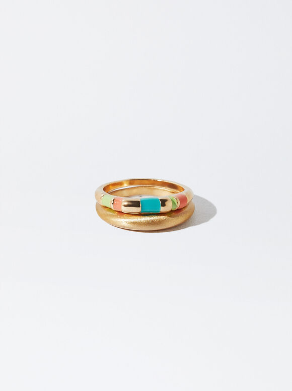 Conjunto de Anéis com Resina - Multicor