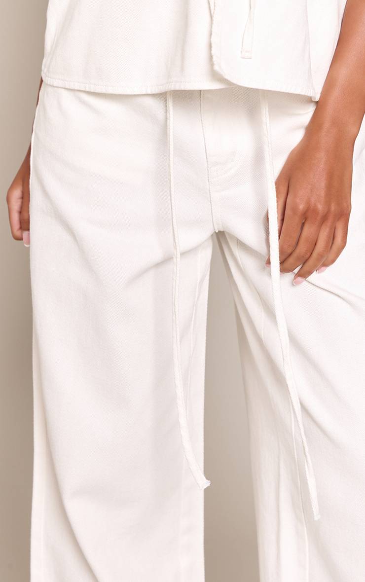 Blanc Jean Droit Taille Mi-haute Coupe Tall