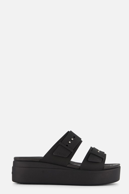 Crocs Brooklyn Buckle Wedge Slippers zwart