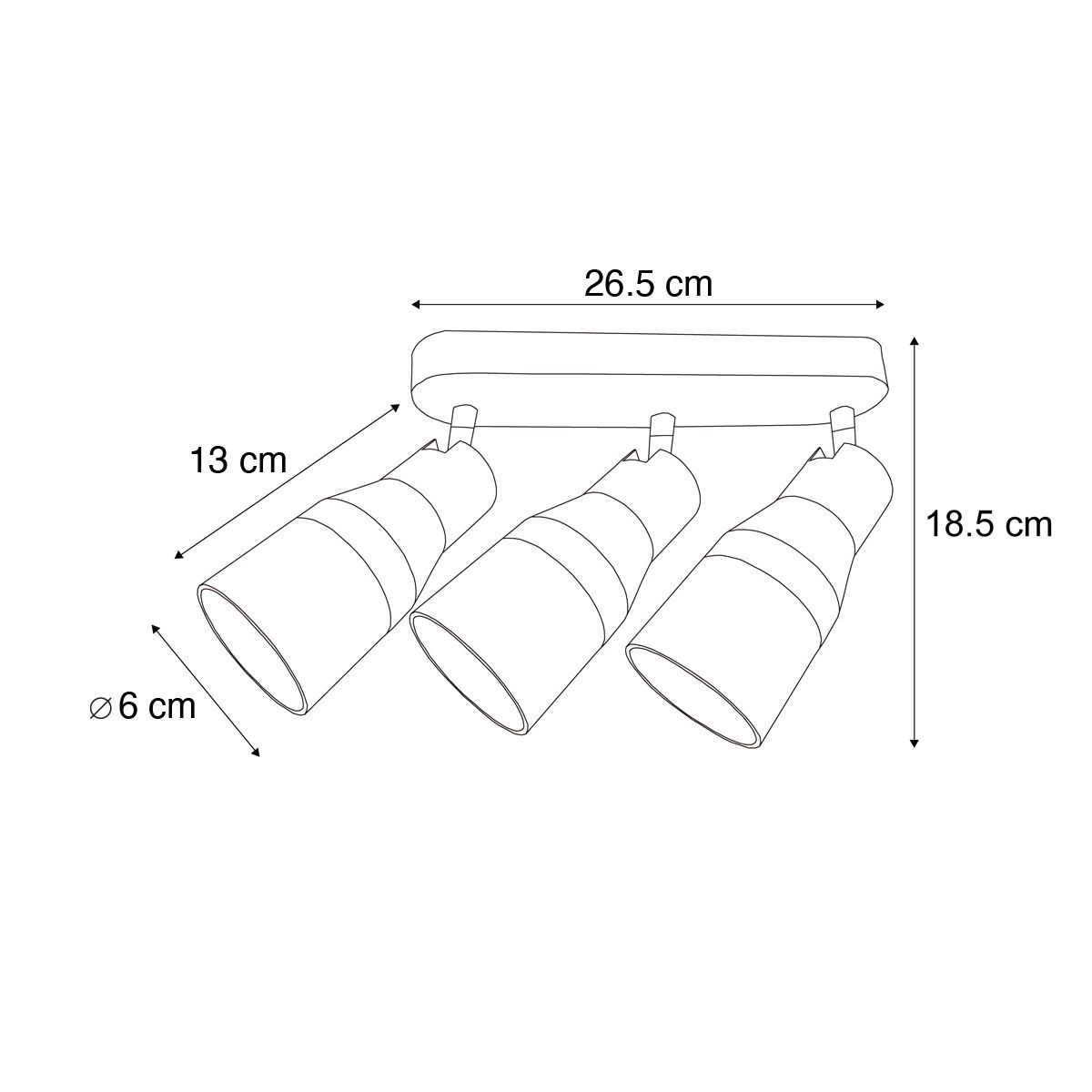 Afgeronde plafondspot gunmetal GU10 50mm 3-lichts - Stanley